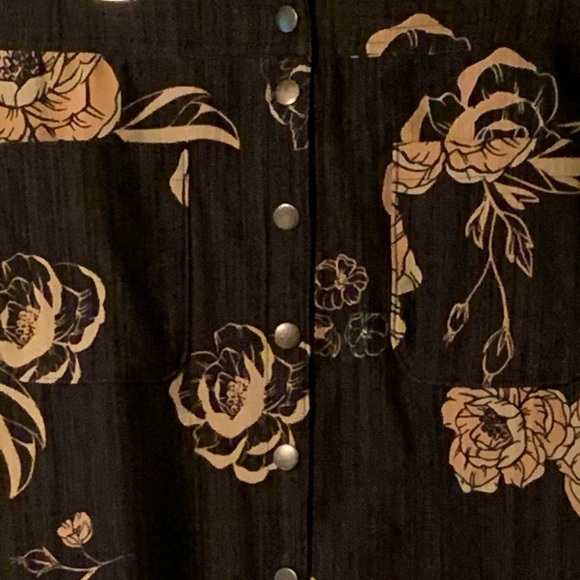 NWT XXL Snap Front Agnes & Dora Floral Denim Skirt - Picture 3 of 5